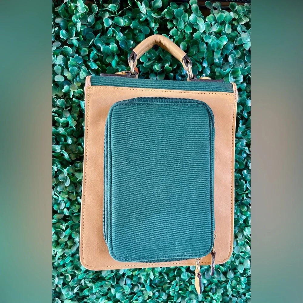 Vintage Leather Canvas Dooney & Bourke Multi Compartment Purse Handbag - Picture 4 of 13